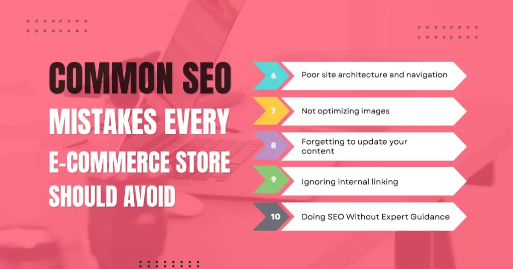 Common SEO Mistakes Every E-Commerce Store Should Avoid blog graphics light red