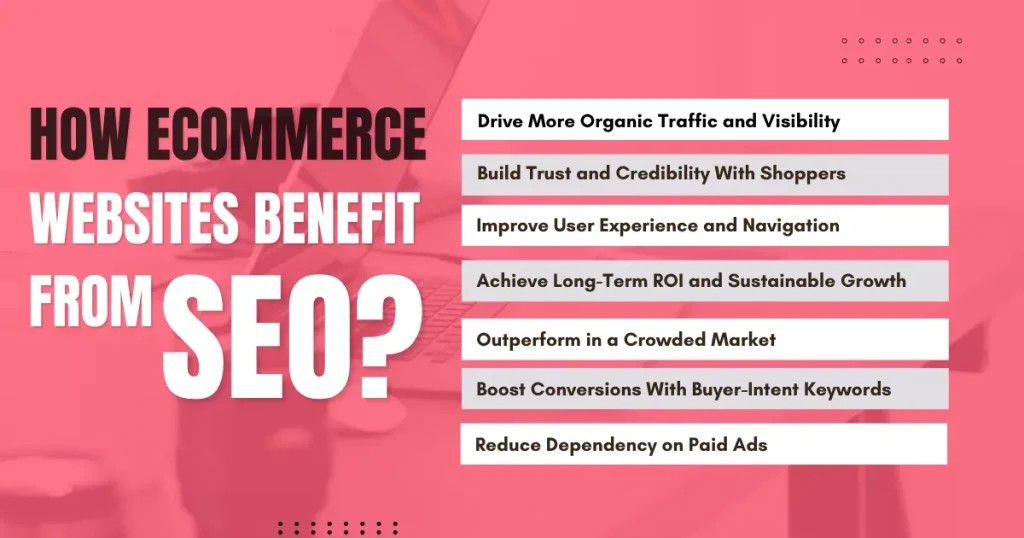 How Ecommerce Websites Benefit from SEO blog graphics light red