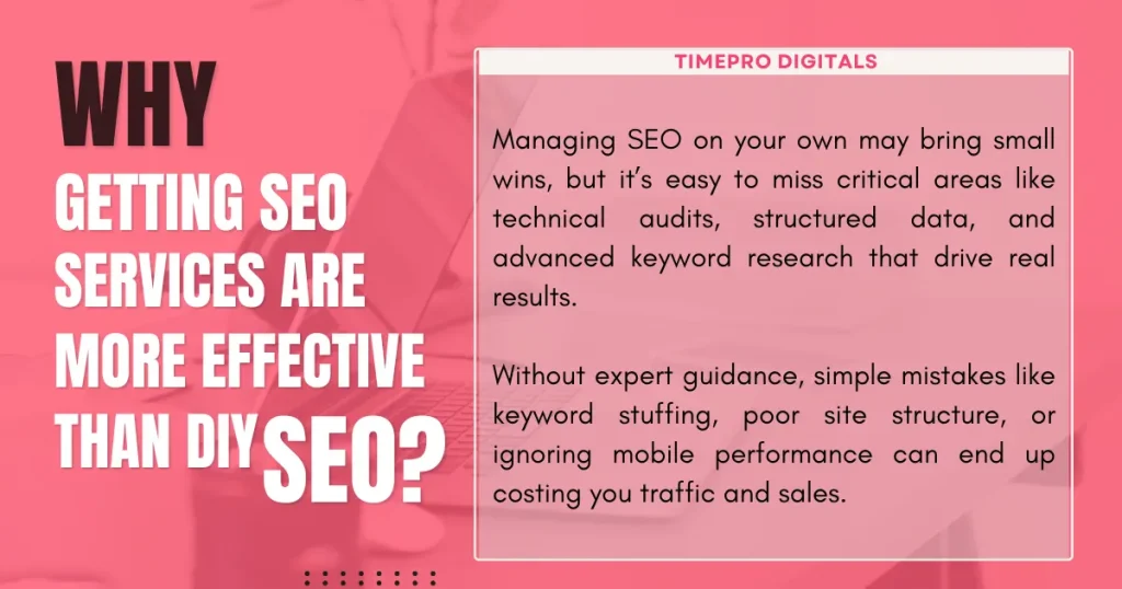 Why Getting SEO Services Are More Effective Than DIY SEO blog graphics light red.