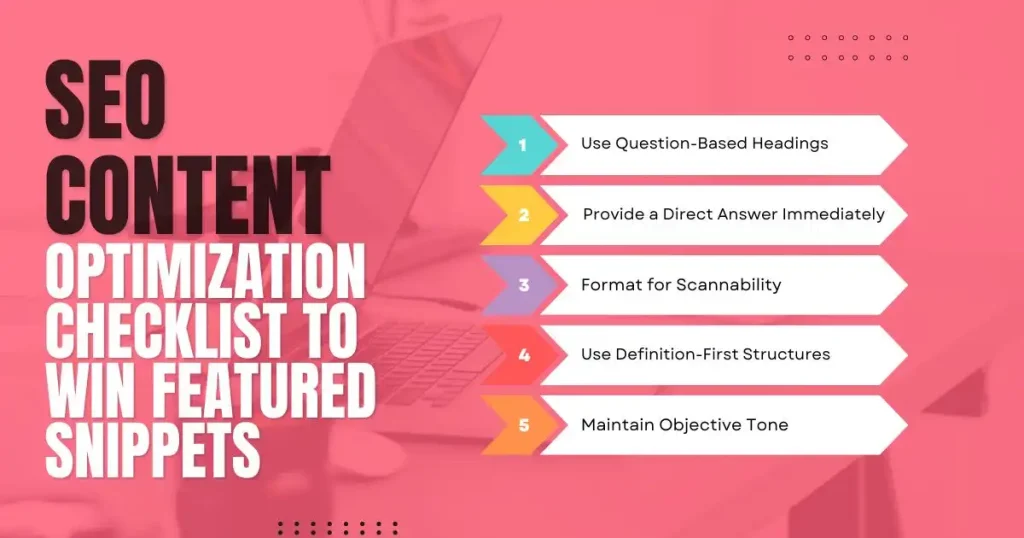 SEO content optimization checklist with snippet strategies for higher search visibility.