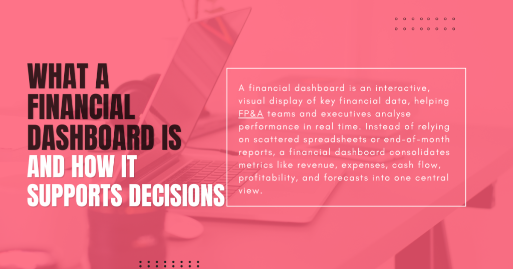 Financial dashboard overview showing key metrics, forecasts, and business insights.