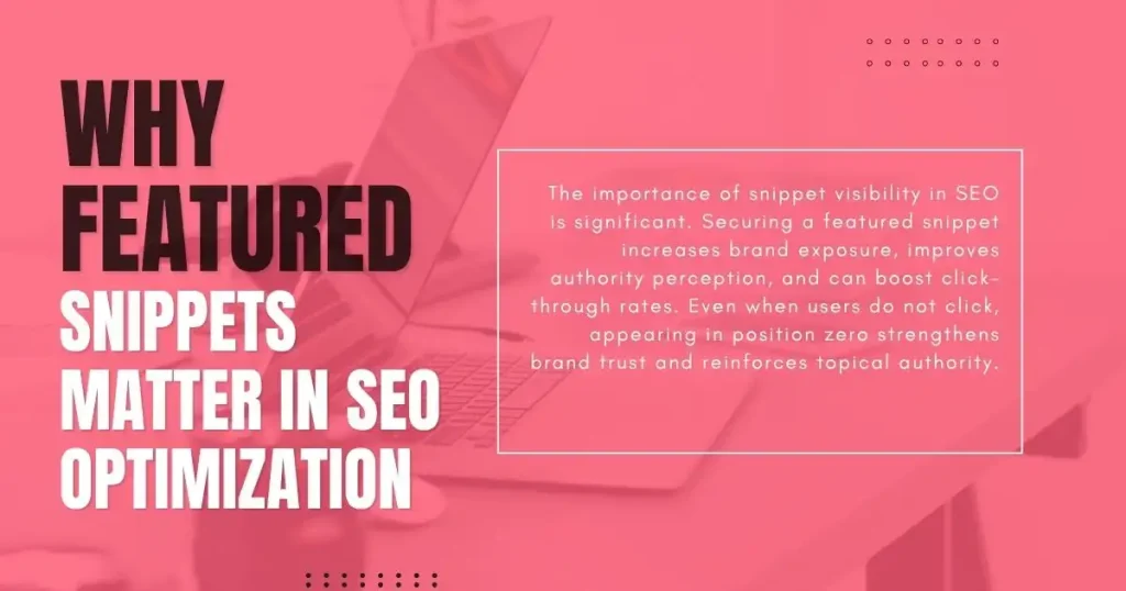 SEO featured snippets explaining the position zero benefits for visibility and authority.